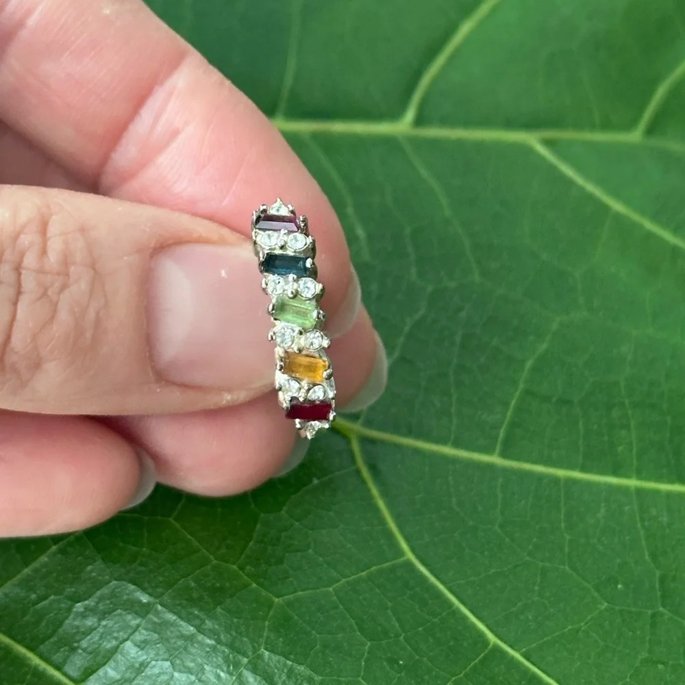 Elegant Multi-Stone Silver Ring